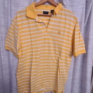 Izod yellow striped polo short sleeve L
